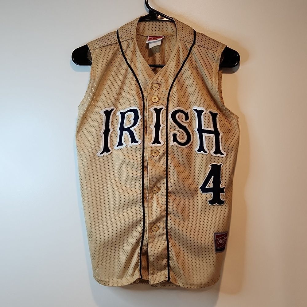 Vintage Rawlings Stitched Notre Dame Fighting Irish Sleeveless Jersey Sz XL RARE